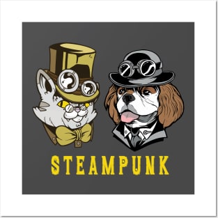 Steampunk Cat & Dog Couple Posters and Art